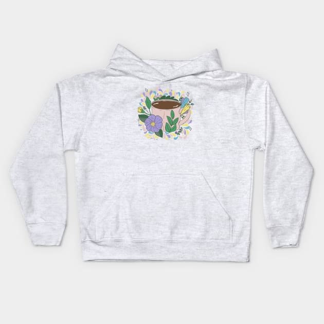 Flowers and Coffee Kids Hoodie by BellaSophiaCreative